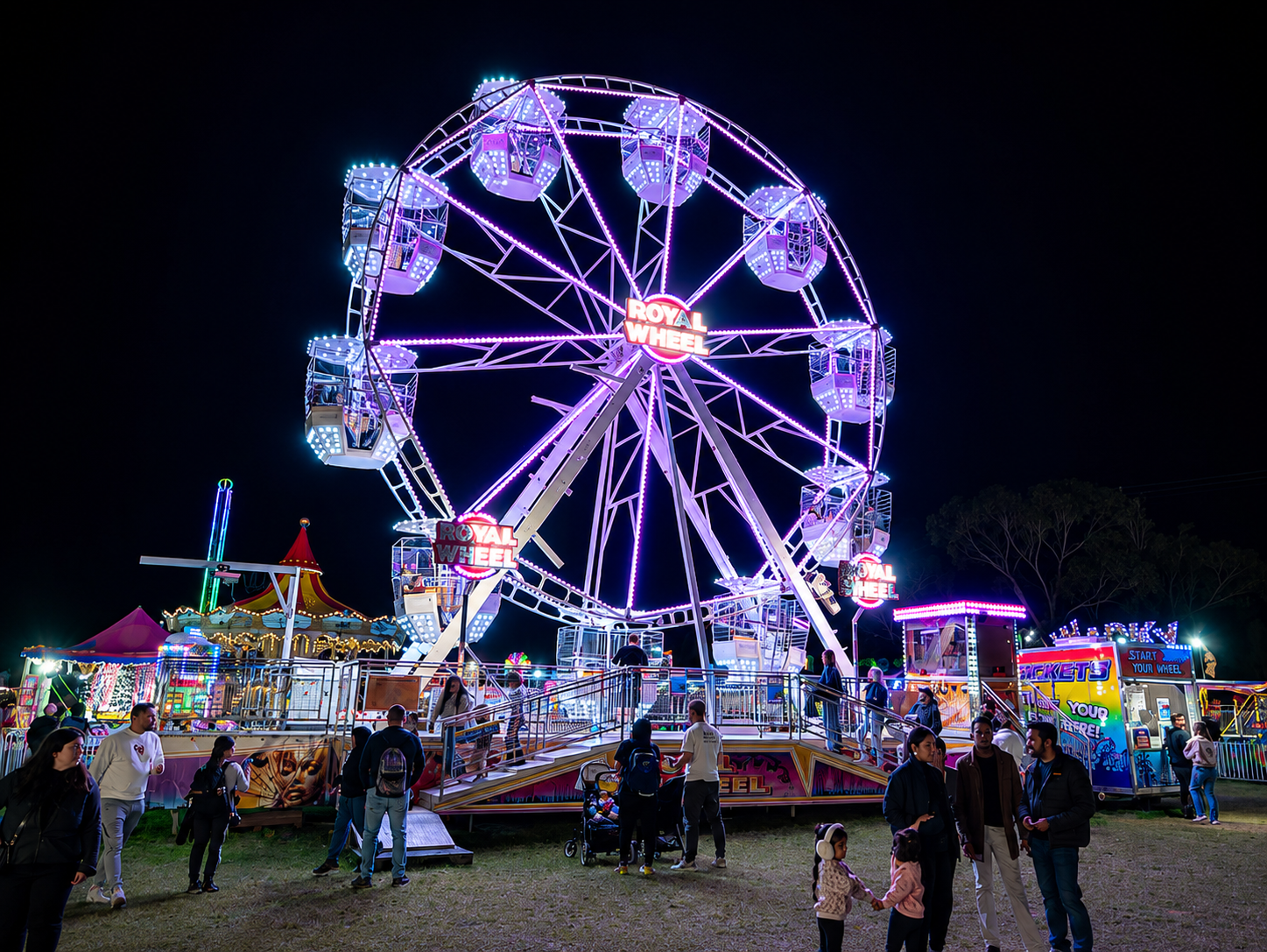 Illuminated ride at night — photograph 14 of 32, Mobile Amusements, South Australia